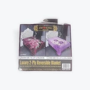 Luxury 2-Ply Reversible Blanket - Purple Floral